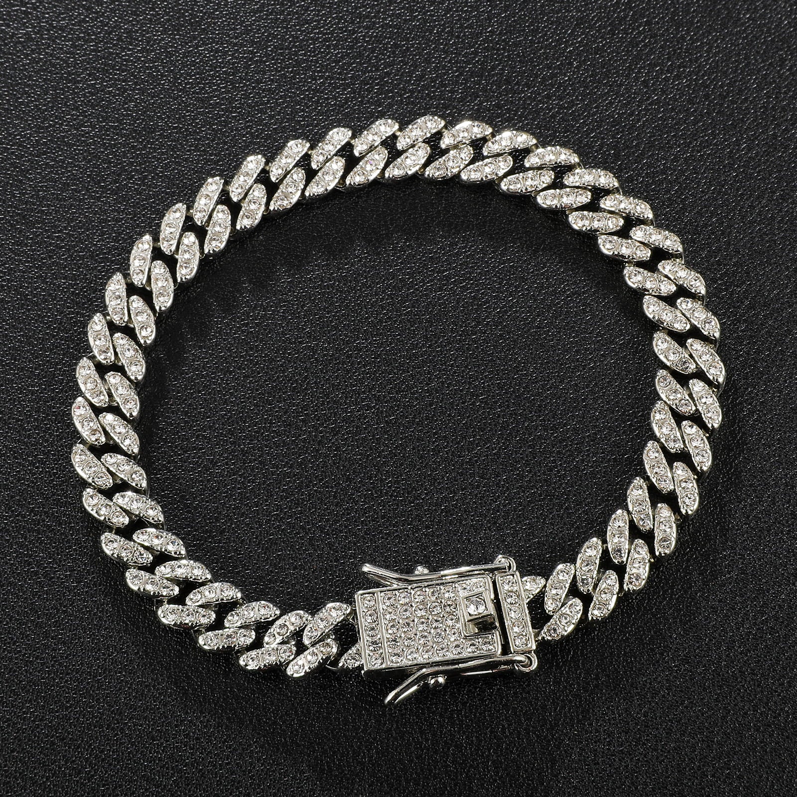 Male 8MM Gold Cuban Chain Bracelet Iced Out Zircon Men Women Jewelry