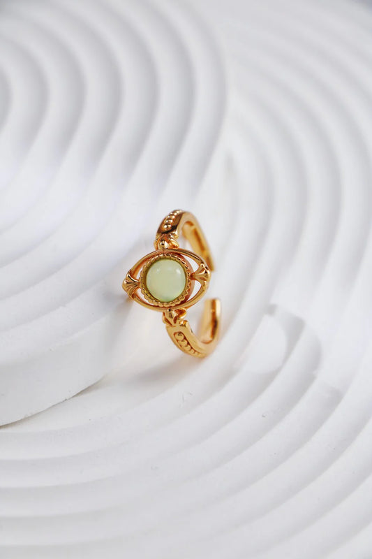 Prehnite Chalcedony Ring